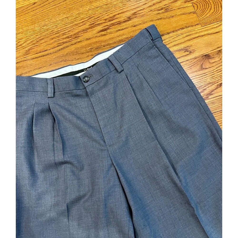 LL‎ Bean Mens Charcoal 100% Wool Comfort Waist Cuff Dress Pants 38x29 - Picture 3 of 14